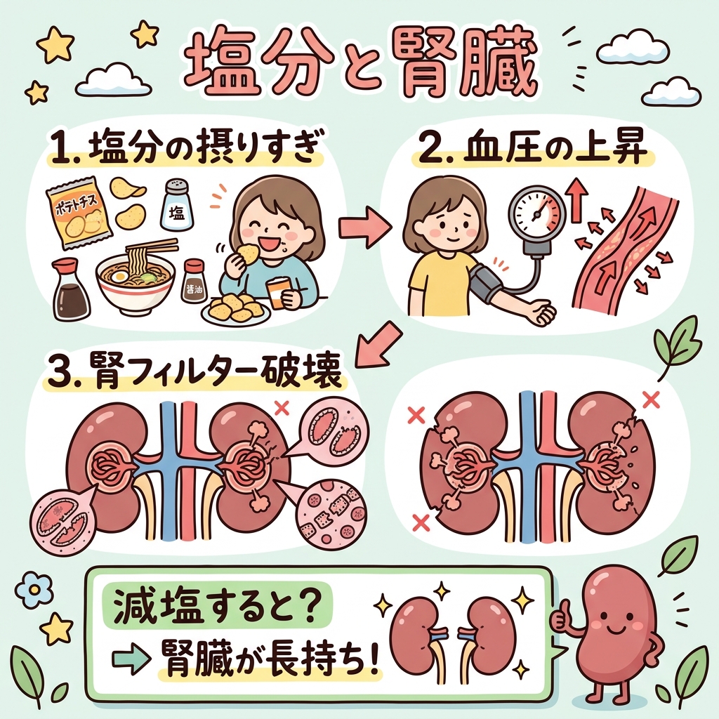 塩分と血圧・腎臓の関係